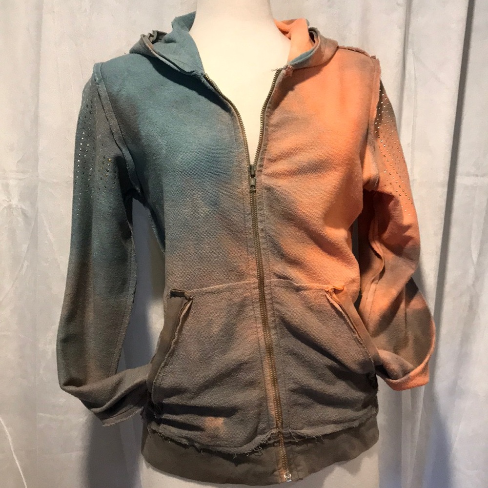 Vintage hoodie in perfect condition coral & blue